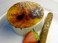 Image of the Strawberry Creme Brulee served with a Mocca Tuille Image of the Strawberry Creme Brulee served with a Mocca Tuille